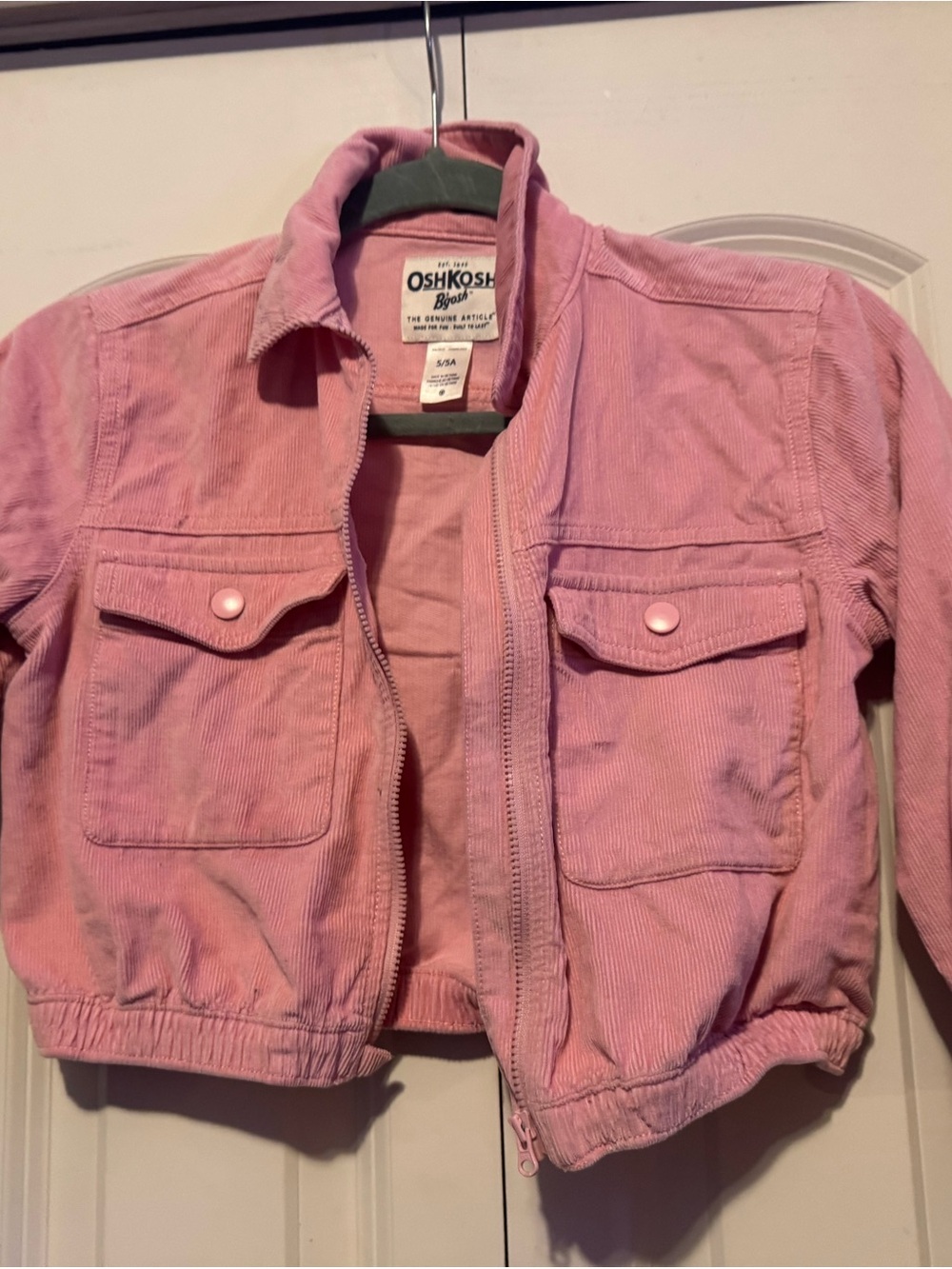 OshKosh B'gosh Light Pink Corduroy Zip-Front Jacket